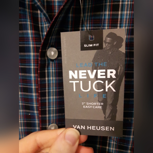 Van Heusen Never Tuck NWT Plaid Shirt Size L - Picture 6 of 7